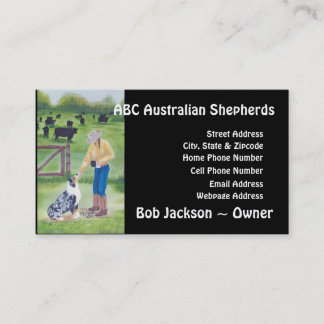 Australian Shepherd "End of the Day" schilderen Visitekaartje