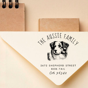 Australian Shepherd familienaam retouradres Rubberstempel