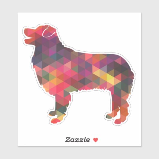 Australian Shepherd Geometric Pattern Silhouette Sticker (Vel)
