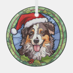 Australian Shepherd Glas in lood Kerst Glas Ornament