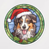 Australian Shepherd Glas in lood Kerst Labels (Design 1)