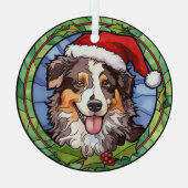 Australian Shepherd Glas in lood Kerst Ornament (Achterkant)