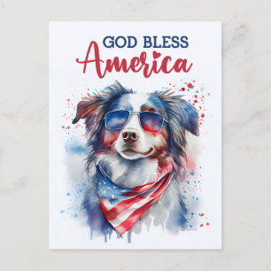 Australian Shepherd, God Bless America Ansichtkaar Briefkaart