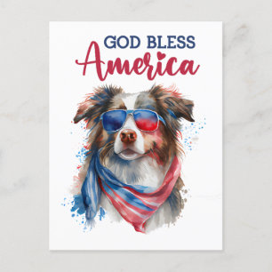 Australian Shepherd, God Bless America Ansichtkaar Briefkaart