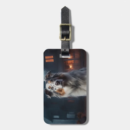 Australian Shepherd Halloween Scary Bagagelabel (Voorkant verticaal)