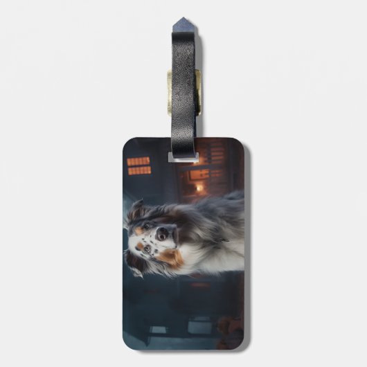Australian Shepherd Halloween Scary Bagagelabel (Achterkant verticaal)