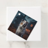 Australian Shepherd Halloween Scary Bedankjes Labels (In situ)