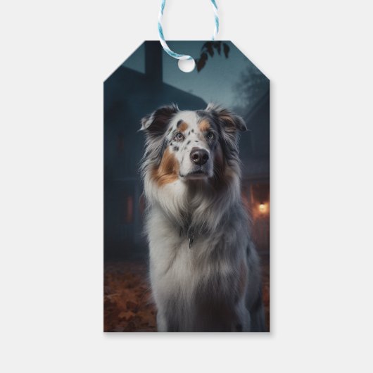 Australian Shepherd Halloween Scary Cadeaulabel (Voorkant)