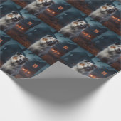 Australian Shepherd Halloween Scary Cadeaupapier (Hoek)