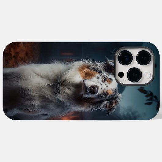 Australian Shepherd Halloween Scary Case-Mate iPhone Case (Achterkant (horizontaal))