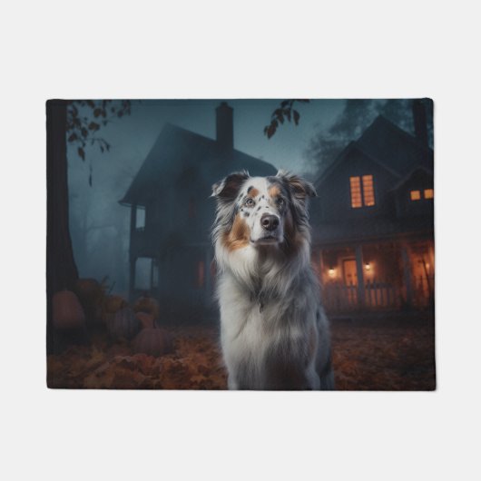 Australian Shepherd Halloween Scary Deurmat (Voorkant)