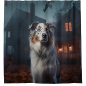 Australian Shepherd Halloween Scary Douchegordijn (Voorkant)