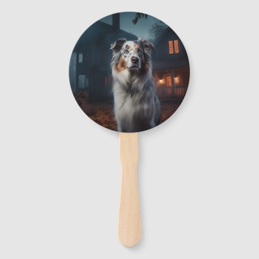 Australian Shepherd Halloween Scary Handwaaier (Achterkant)