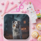 Australian Shepherd Halloween Scary Papieren Bordje (Feest)