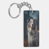 Australian Shepherd Halloween Scary Sleutelhanger (Voorkant Links)