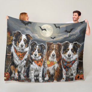 Australian Shepherd Halloween Spooky Fleece Deken