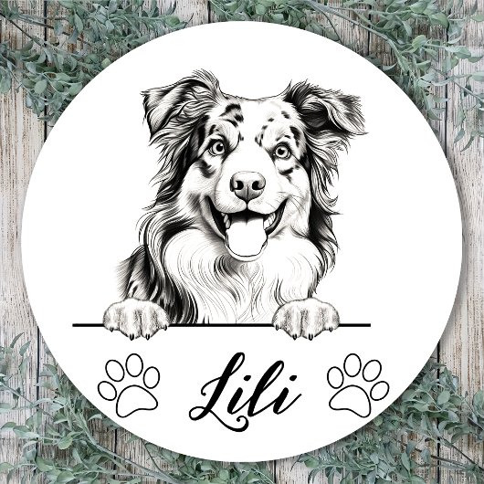 Australian Shepherd Handtekening Gepersonaliseerd Ronde Sticker