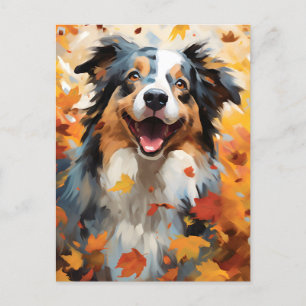 Australian Shepherd Herfst Thanksgiving Briefkaart