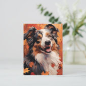 Australian Shepherd Herfst Thanksgiving  Briefkaart (Staand voorkant)