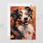 Australian Shepherd Herfst Thanksgiving  Briefkaart (Voorkant / Achterkant)