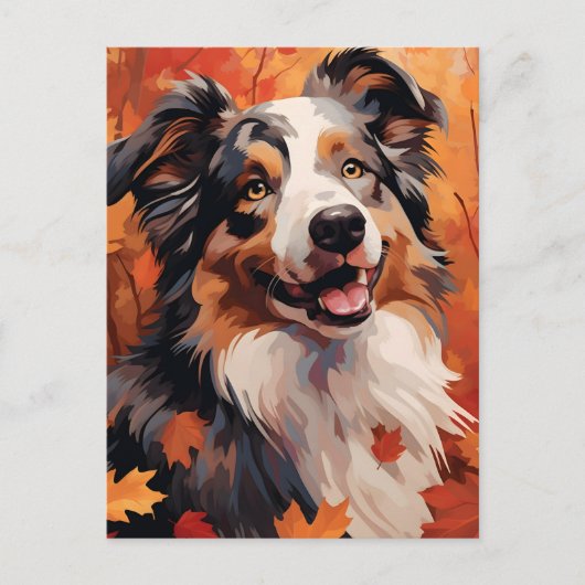 Australian Shepherd Herfst Thanksgiving  Briefkaart (Voorkant)