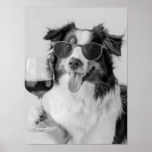 Australian Shepherd Holding Wine Wall Art, Black a Poster (Voorkant)