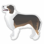 Australian Shepherd Hondenras Side Uitzicht Silhou Sticker (Voorkant)