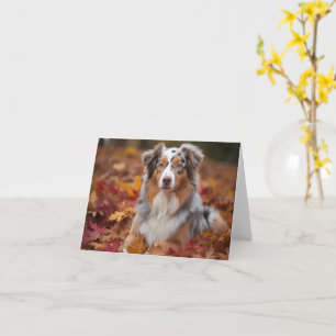 Australian Shepherd in herfstbladeren val inspirer Kaart