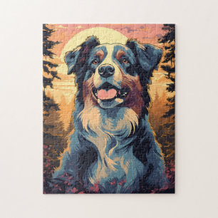 Australian-Shepherd in het bos tijdens zonsonderga Legpuzzel