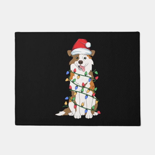 Australian Shepherd kerstboom Light Aussie Xm Deurmat (Voorkant)