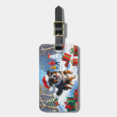 Australian Shepherd Kerstfeest Sneeuwscène Bagagelabel (Voorkant verticaal)