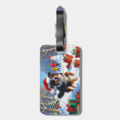 Australian Shepherd Kerstfeest Sneeuwscène Bagagelabel (Achterkant verticaal)