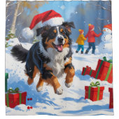 Australian Shepherd Kerstfeest Sneeuwscène Douchegordijn (Voorkant)