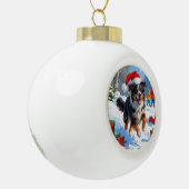 Australian Shepherd Kerstfeest Sneeuwscène Keramische Bal Ornament (Links)