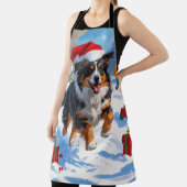 Australian Shepherd Kerstfeest Sneeuwscène Schort (Insitu)