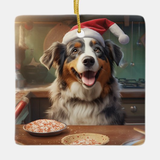 Australian Shepherd Kerstkoekjes Vakantie Keramisch Ornament (Voorkant)