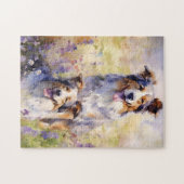 Australian Shepherd kleurrijke waterverf kunstwerk Legpuzzel (Horizontaal)