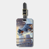 Australian Shepherd Laat Het Sneeuw Kerstmis Bagagelabel (Voorkant verticaal)