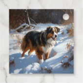 Australian Shepherd Laat Het Sneeuw Kerstmis Bedankjes Labels (Achterkant)