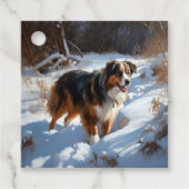 Australian Shepherd Laat Het Sneeuw Kerstmis Bedankjes Labels (Voorkant)