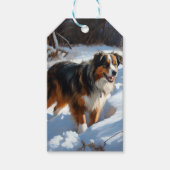 Australian Shepherd Laat Het Sneeuw Kerstmis Cadeaulabel (Voorkant)