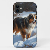 Australian Shepherd Laat Het Sneeuw Kerstmis Case-Mate iPhone Case (Achterkant)