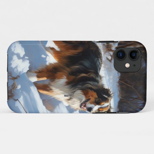Australian Shepherd Laat Het Sneeuw Kerstmis Case-Mate iPhone Case (Achterkant (horizontaal))