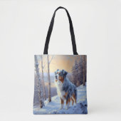 Australian Shepherd Laat Het Sneeuw Kerstmis Draagtas (Voorkant)