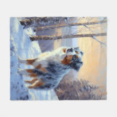Australian Shepherd Laat Het Sneeuw Kerstmis Fleece Deken (Voorkant (Horizontaal))