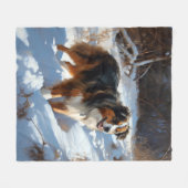Australian Shepherd Laat Het Sneeuw Kerstmis Fleece Deken (Voorkant (Horizontaal))