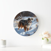 Australian Shepherd Laat Het Sneeuw Kerstmis Grote Klok (Huis)