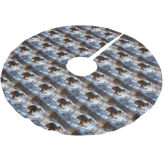 Australian Shepherd Laat Het Sneeuw Kerstmis Kerstboom Rok (Gekanteld)