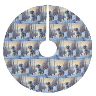 Australian Shepherd Laat Het Sneeuw Kerstmis Kerstboom Rok