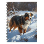 Australian Shepherd Laat Het Sneeuw Kerstmis Notitieboek (Voorkant)